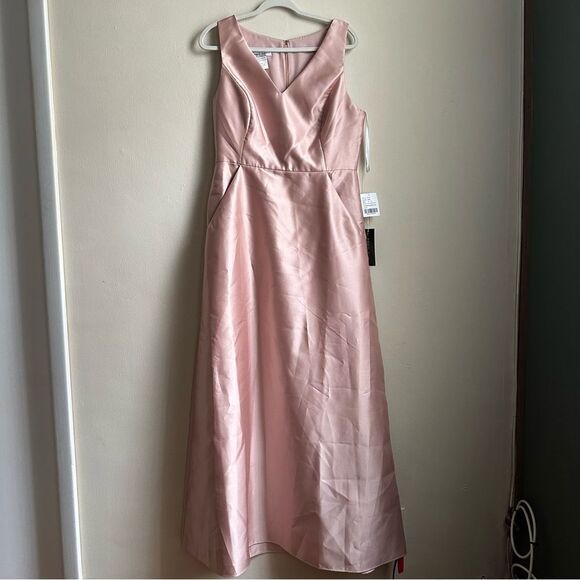 Alfred Sung satin maxi dress in toasted sugar plus size 14 d778 - Picture 4 of 8